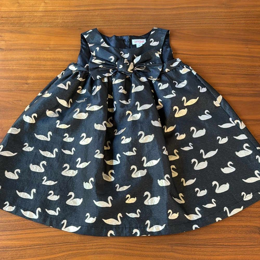 Cat & Jack black and gold swan dress 4T